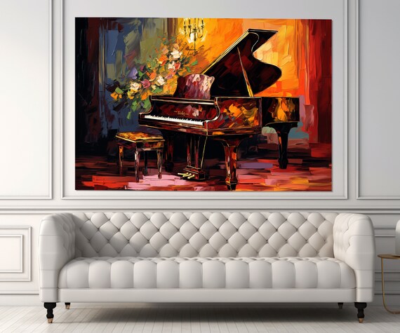 Grand Piano Abstract Art Print, Piano Bar Decor