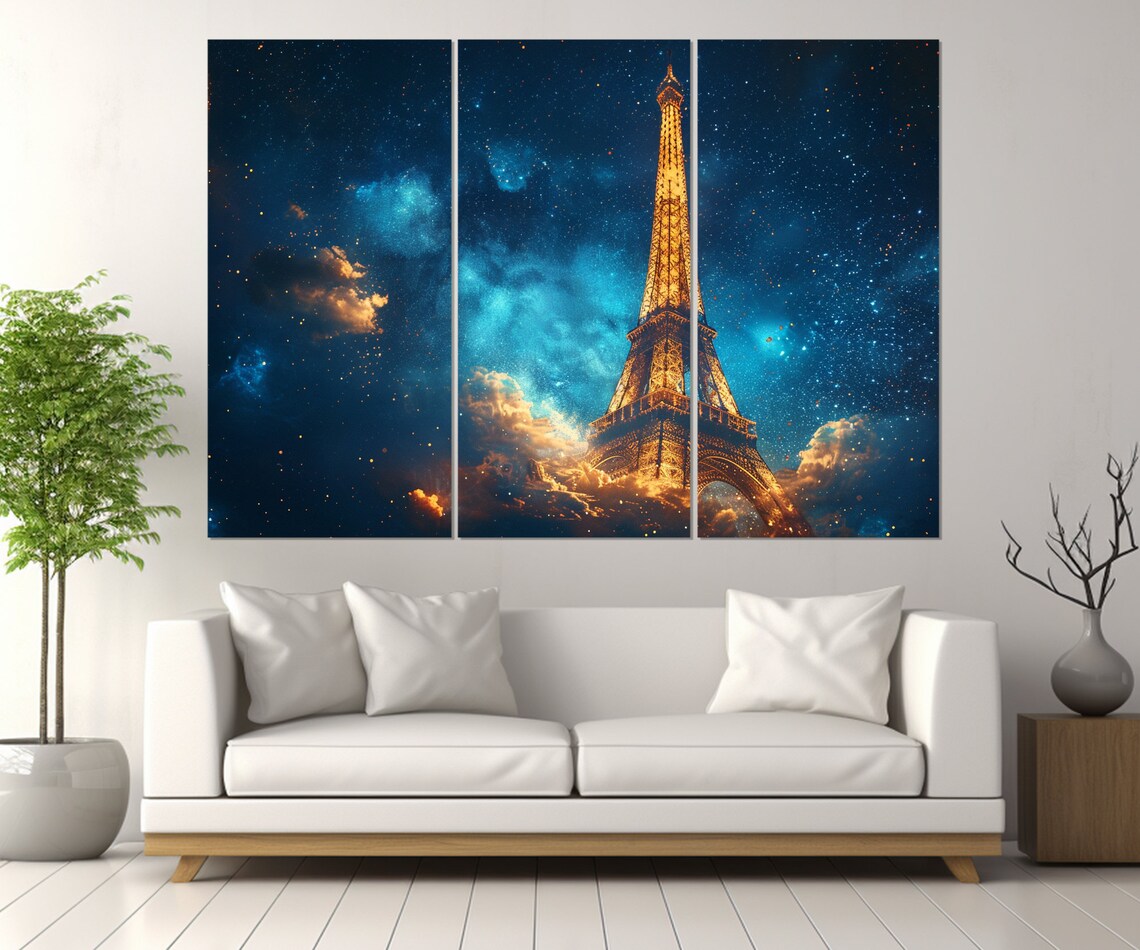 Abstract Eiffel Tower At Night, Paris Art Print - Image 4