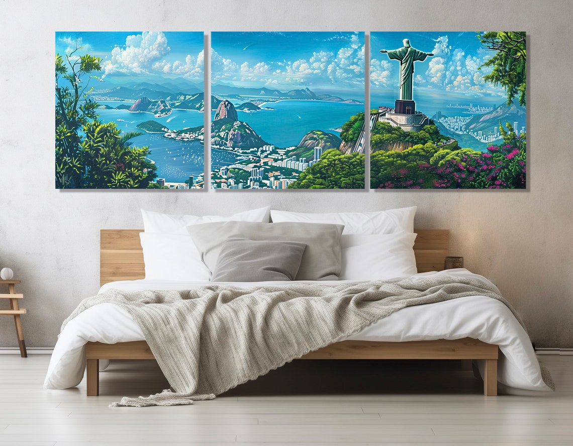Rio De Janeiro Christ Redeemer Sugarloaf Bay Blue Sky Travel Poster - Image 4