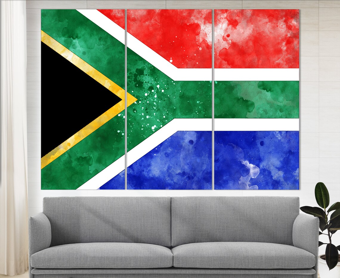 South Africa Flag Grunge Watercolor Vibrant Rainbow Nation Wall Poster - Image 2