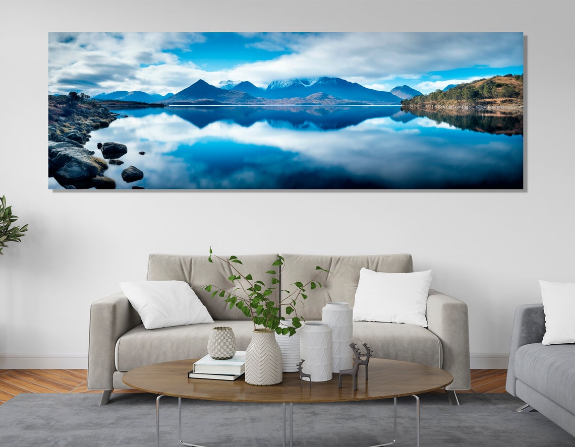 Tasmania Mountain Lake Mirror Reflection Panoramic Nature Poster