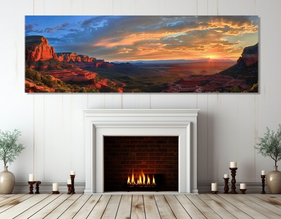 Sunset Over Red Rocks In Arizona Print Large Arizona Wall Art Sedona Rocks Painting Sedona Wall Art Framed And Ready To Hang