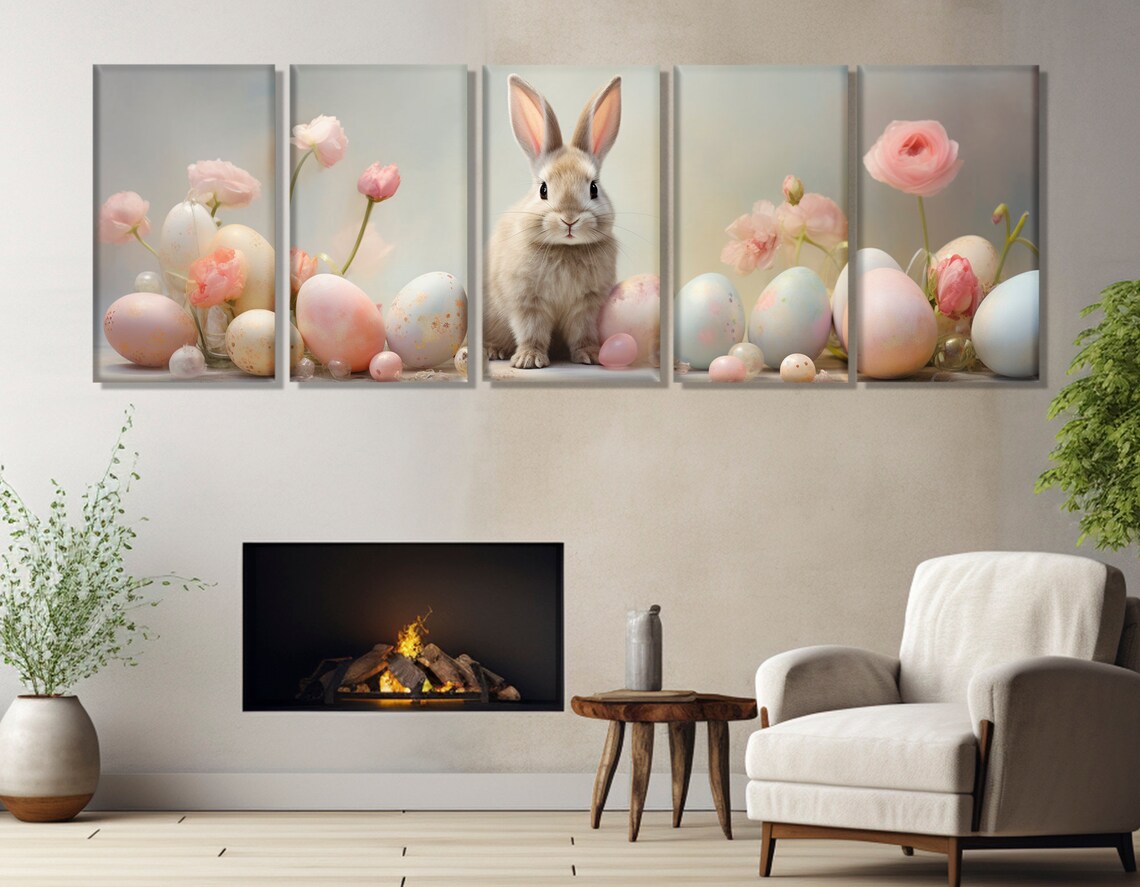 Cute Easter Bunny Painting, Nursery Decor - Image 3