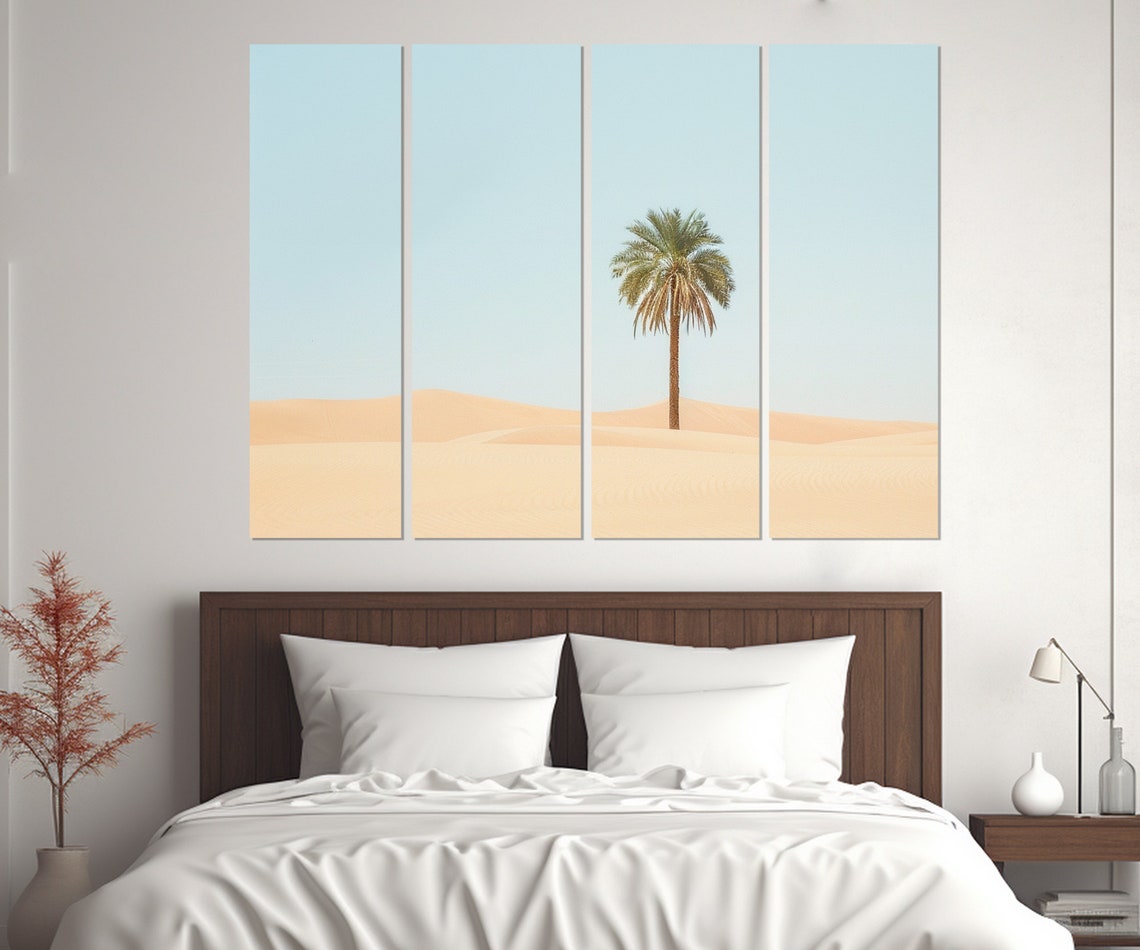Minimalist Wall Art Lonely Palm Tree In Desert Print Modern Contemporary Wall Decor Tropical Minimalism Framed And Ready To Hang - Image 2