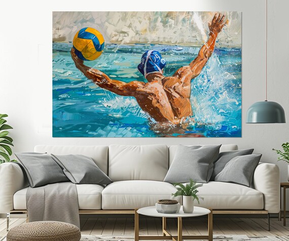 Water Polo Wall Art Water Polo Watercolor Print Water Polo Fan Gift Water Polo Club Decor Framed And Ready To Hang
