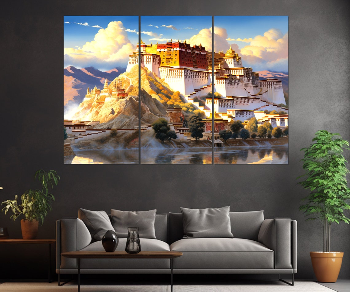 Potala Palace Lhasa Tibet Golden Sunset Triptych Palace View Poster