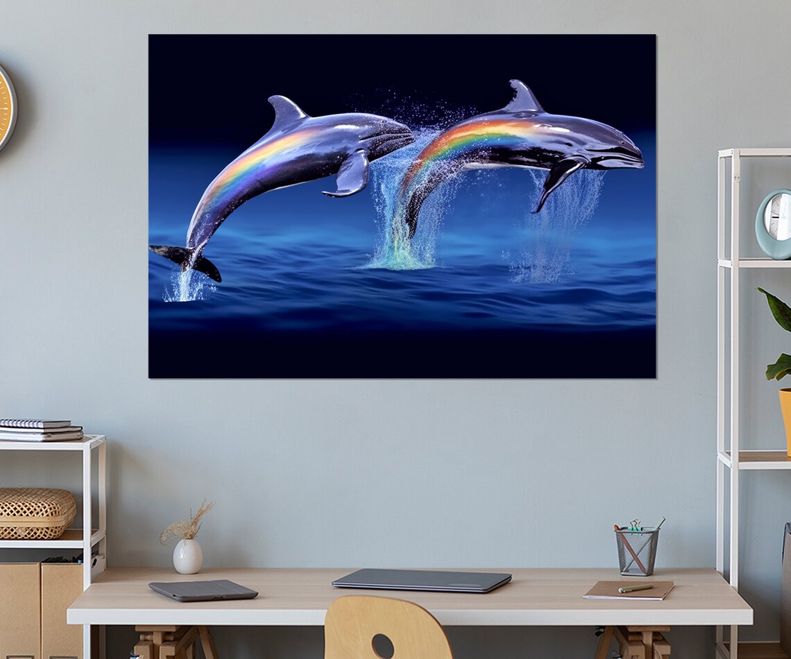 Jumping Dolphins, Modern Wall Decor - Image 2