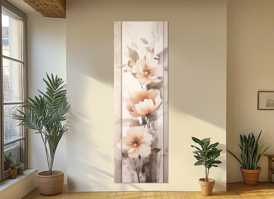Soft Blush Peonies Watercolor Trio Neutral Floral Minimal Art Poster