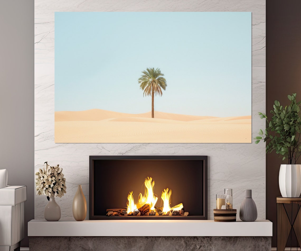 Lonely Palm Tree Desert Minimalist Tropical Sand Dunes Wall Poster - Image 4