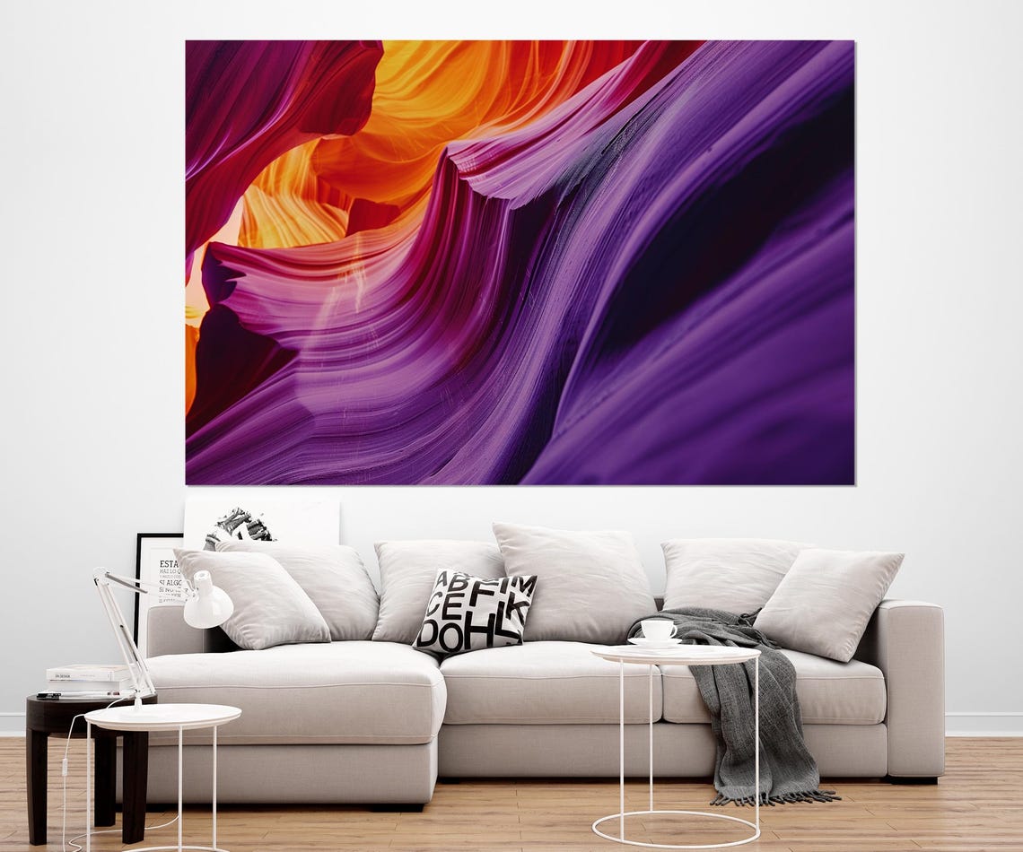Abstract Antelope Canyon Painting Print Canyons Wall Art Antelope Canyon Poster Framed And Ready To Hang - Image 2