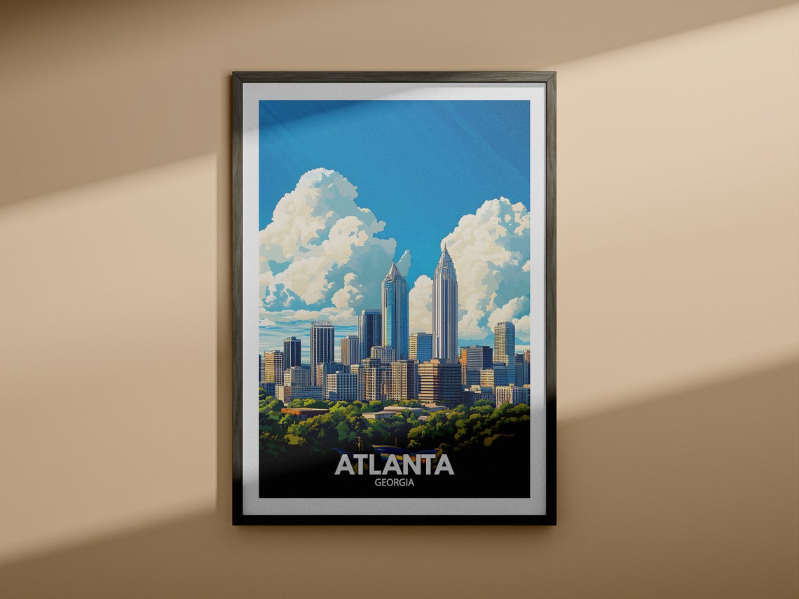 Atlanta Art Print Georgia Atlanta Travel Poster Georgia Travel Poster Georgia Cityscape Wall Art Unique City Art Decor - Image 3