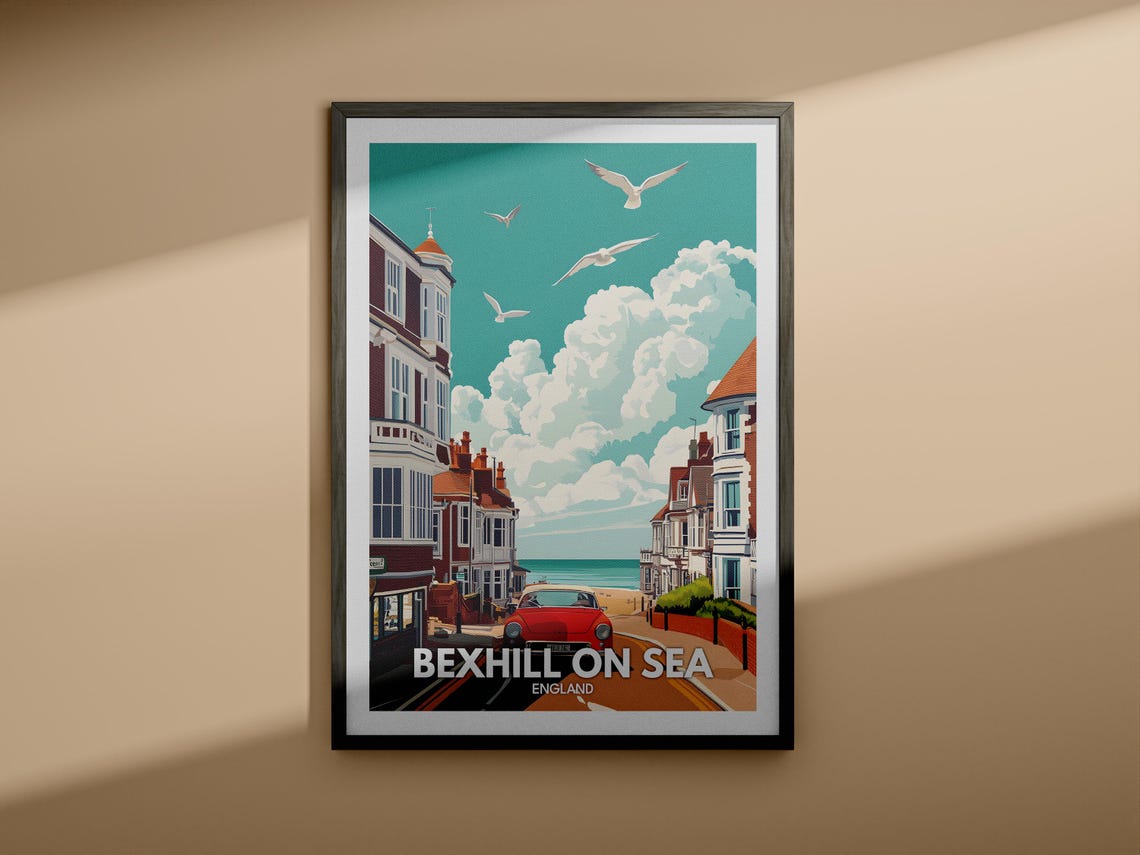 Bexhill On Sea Travel Print England Bexhill On Sea Travel Poster England Travel Poster United Kingdom Wall Art British Art Decor - Image 3