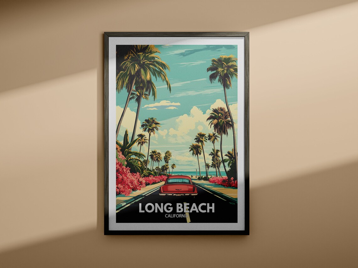 Long Beach Print California Long Beach Travel Poster California Travel Poster California Cityscape Wall Unique City Art Decor - Image 3