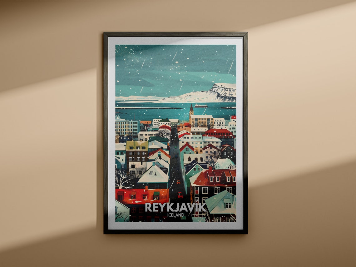 Reykjavik Art Print Iceland Reykjavik Travel Poster Iceland Travel Poster Iceland Cityscape Wall Art Unique City Decor - Image 3