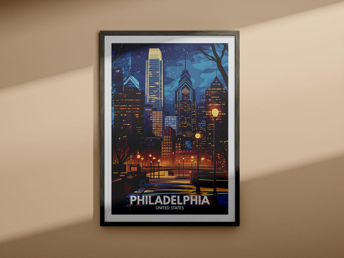 Philadelphia Travel Print United States Philadelphia Travel Poster United States Travel Poster United States Cityscape Wall Art Decor - Image 3