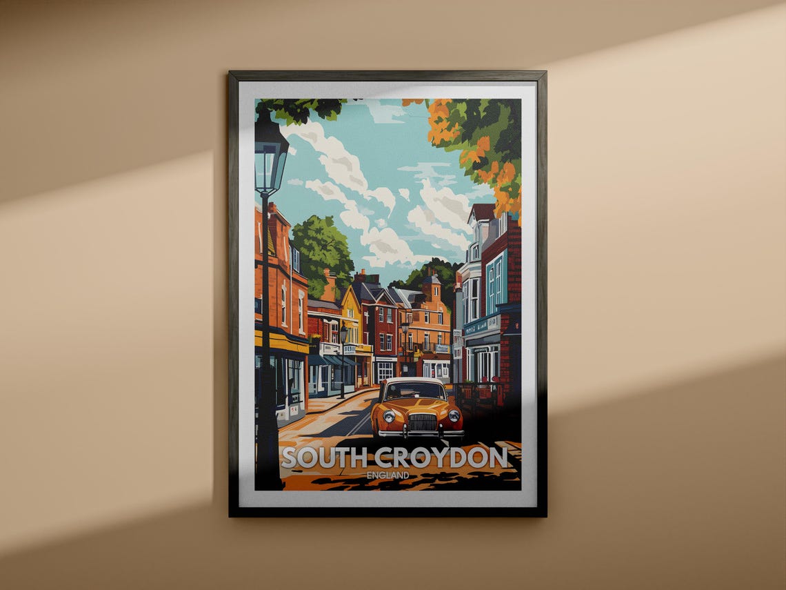 South Croydon Travel Print England South Croydon Travel Poster England Travel Poster United Kingdom Wall Art British Art Decor - Image 3