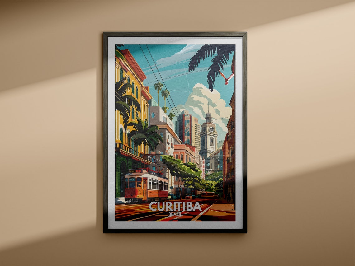 Curitiba Print Brazil Curitiba Travel Poster Brazil Travel Poster Brazil Cityscape Wall Art Unique City Decor - Image 3