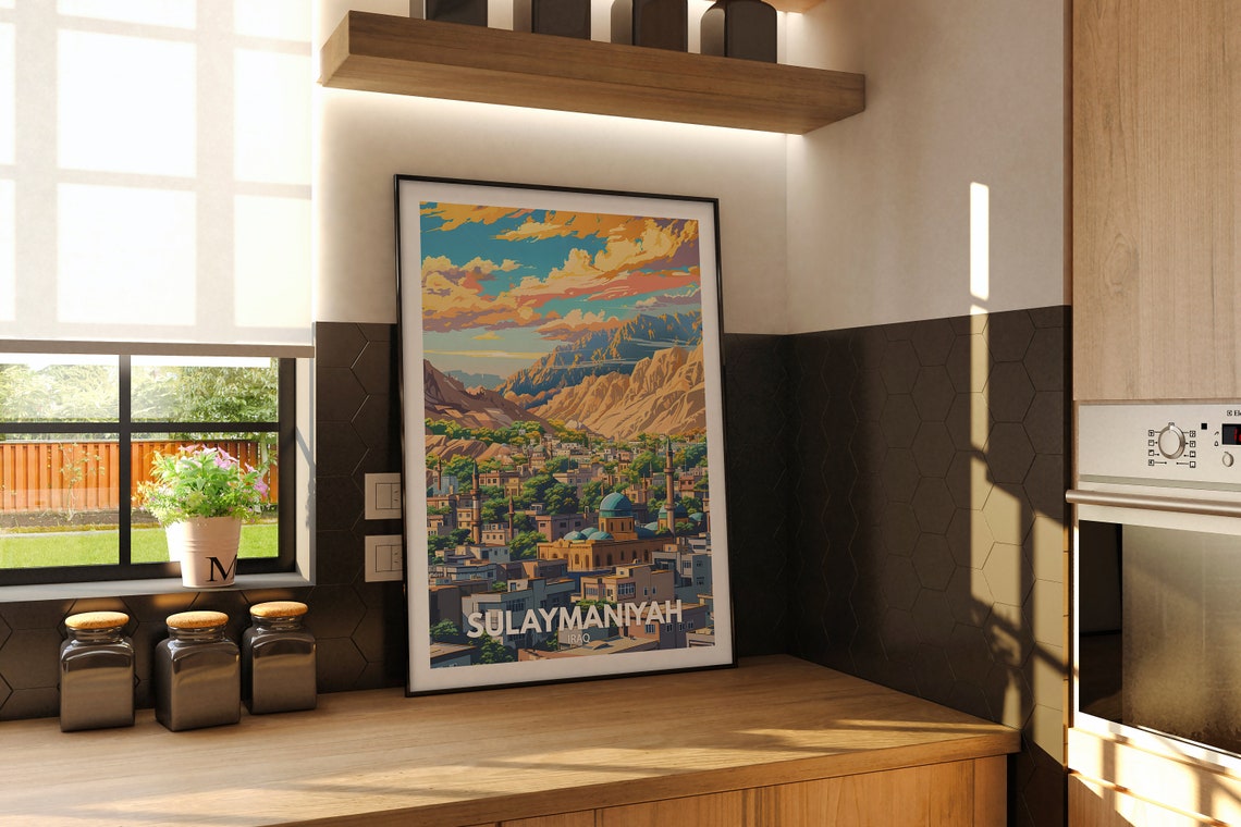 Sulaymaniyah Travel Print Iraq Sulaymaniyah Travel Poster Iraq Travel Poster Iraq Cityscape Wall Art Unique City Decor - Image 2