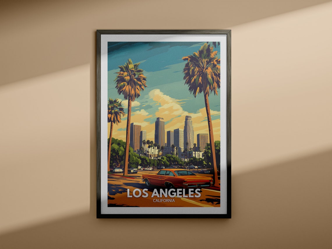 Los Angeles Travel Print California Los Angeles Travel Poster California Travel Poster California Cityscape Wall Unique City Art Decor - Image 3