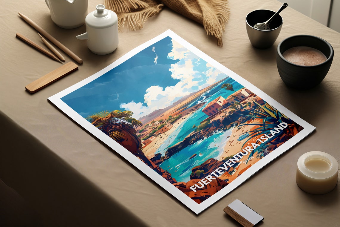 Fuerteventura Island Print Spain Fuerteventura Island Poster Spain Travel Poster Natural Island Wall Art Seaside Art Decor - Image 3
