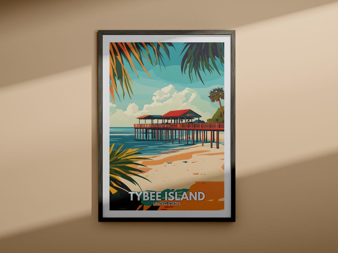 Tybee Island Print United States Tybee Island Poster United States Travel Poster Natural Island Wall Art Seaside Wall Art Decor - Image 3