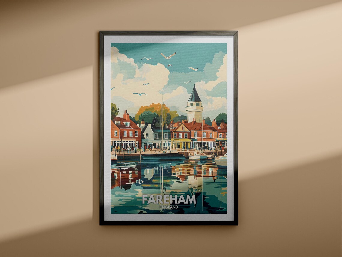 Fareham Travel Print England Fareham Travel Poster England Travel Poster United Kingdom Wall Art British Art Decor - Image 3