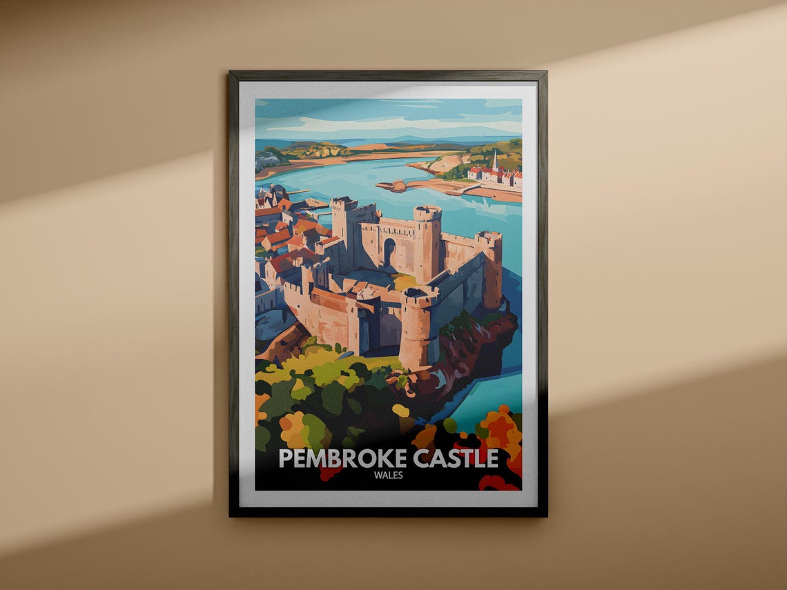 Pembroke Castle Print Wales Pembroke Castle Poster Wales Travel Art Poster United Kingdom Wall Art Wales Art Decor - Image 3