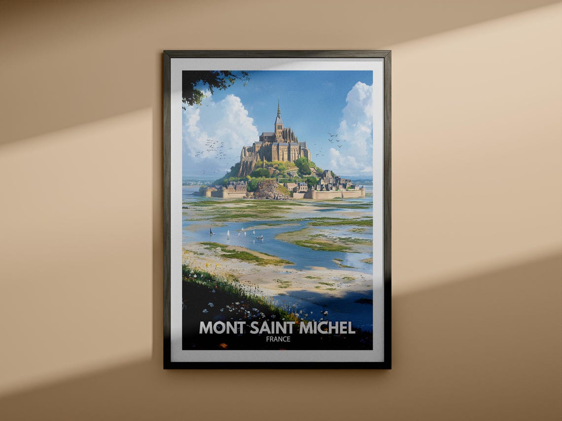 Mont Saint Michel Print France Mont Saint Michel Poster France Travel Art Poster France Wall Art Decor - Image 3