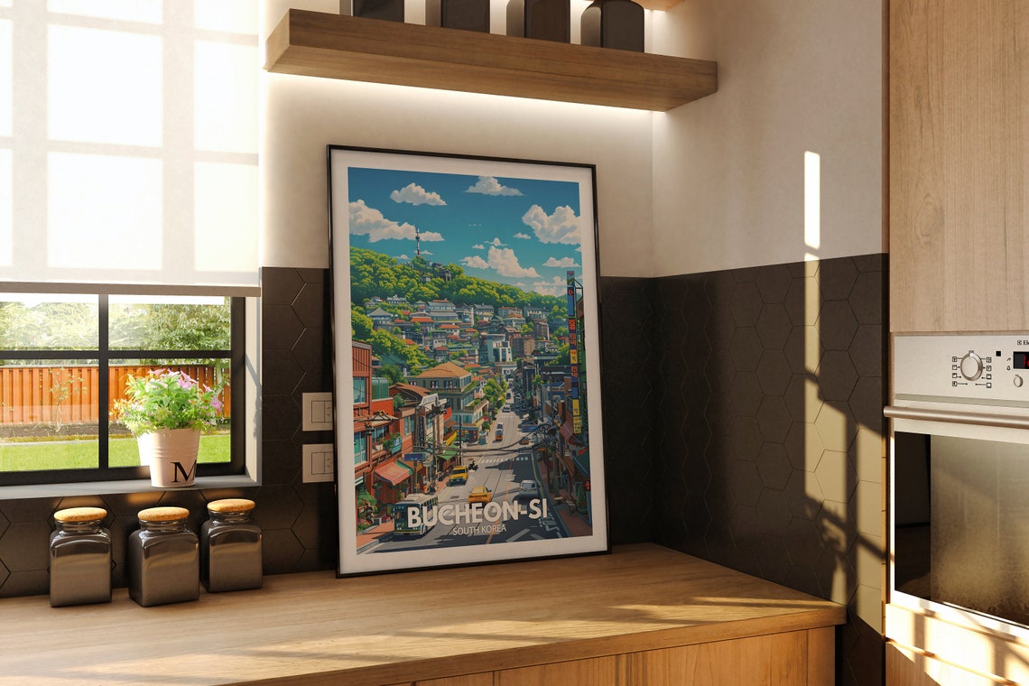 Bucheon Si Travel Print South Korea Bucheon Si Travel Poster South Korea Travel Poster South Korea Cityscape Wall Art City Decor - Image 2