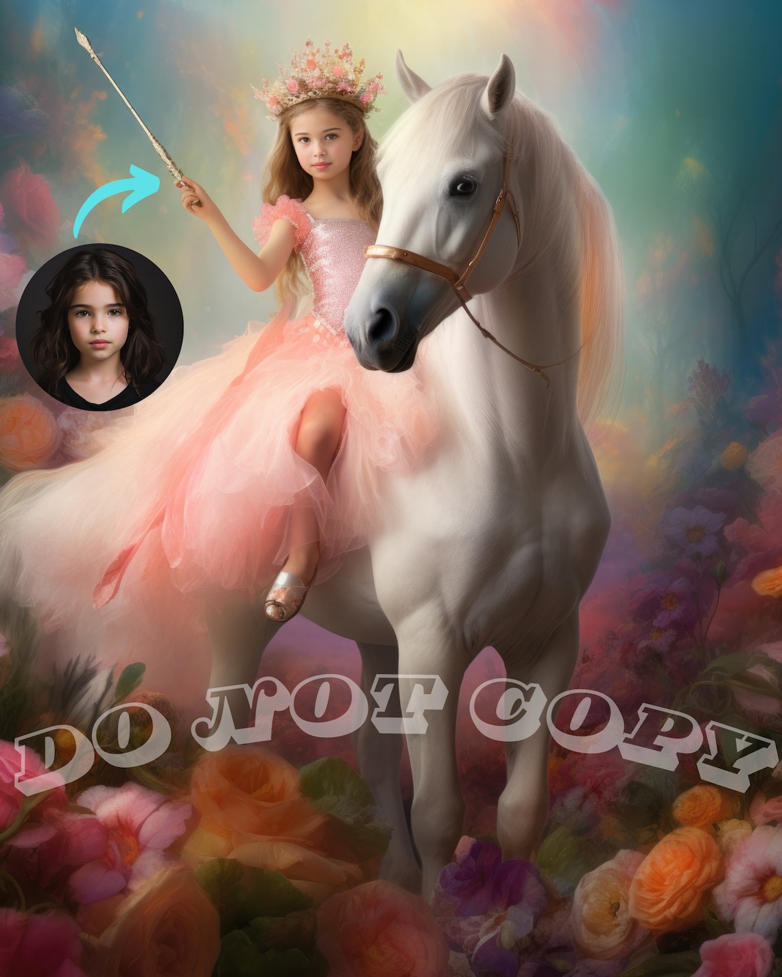 Custom Princess Riding A Unicorn Personalized Print - Image 2