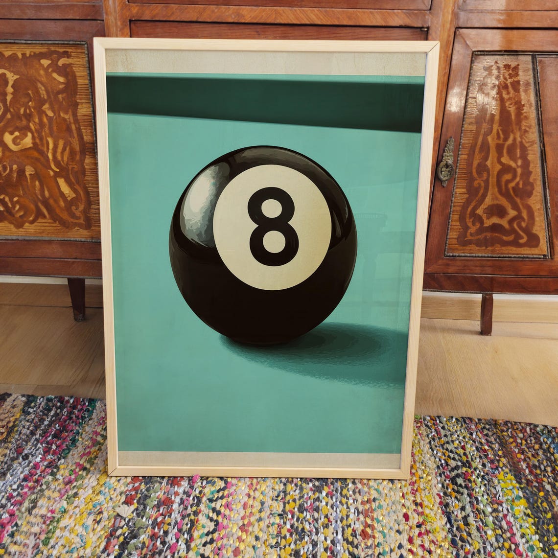 Mid Century Modern 8 Ball Pool Hall Vintage Billiards Wall Poster - Image 3
