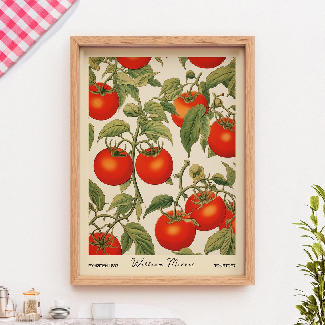 William Morris Style Tomatoes On The Vine Vintage Kitchen Poster - Image 3