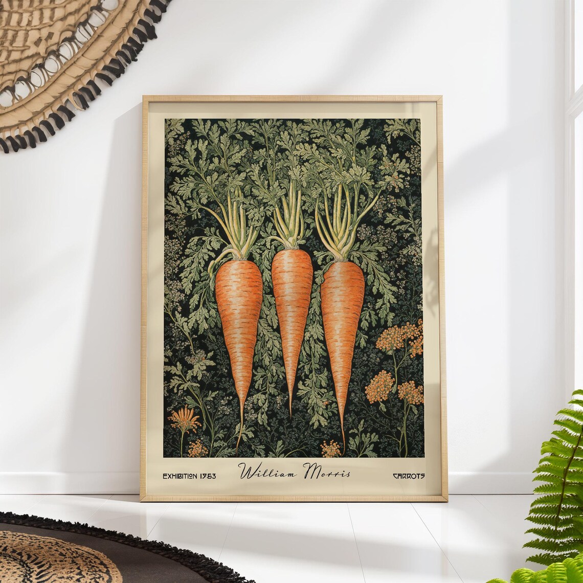 William Morris Carrots Botanical Vintage Kitchen Art
