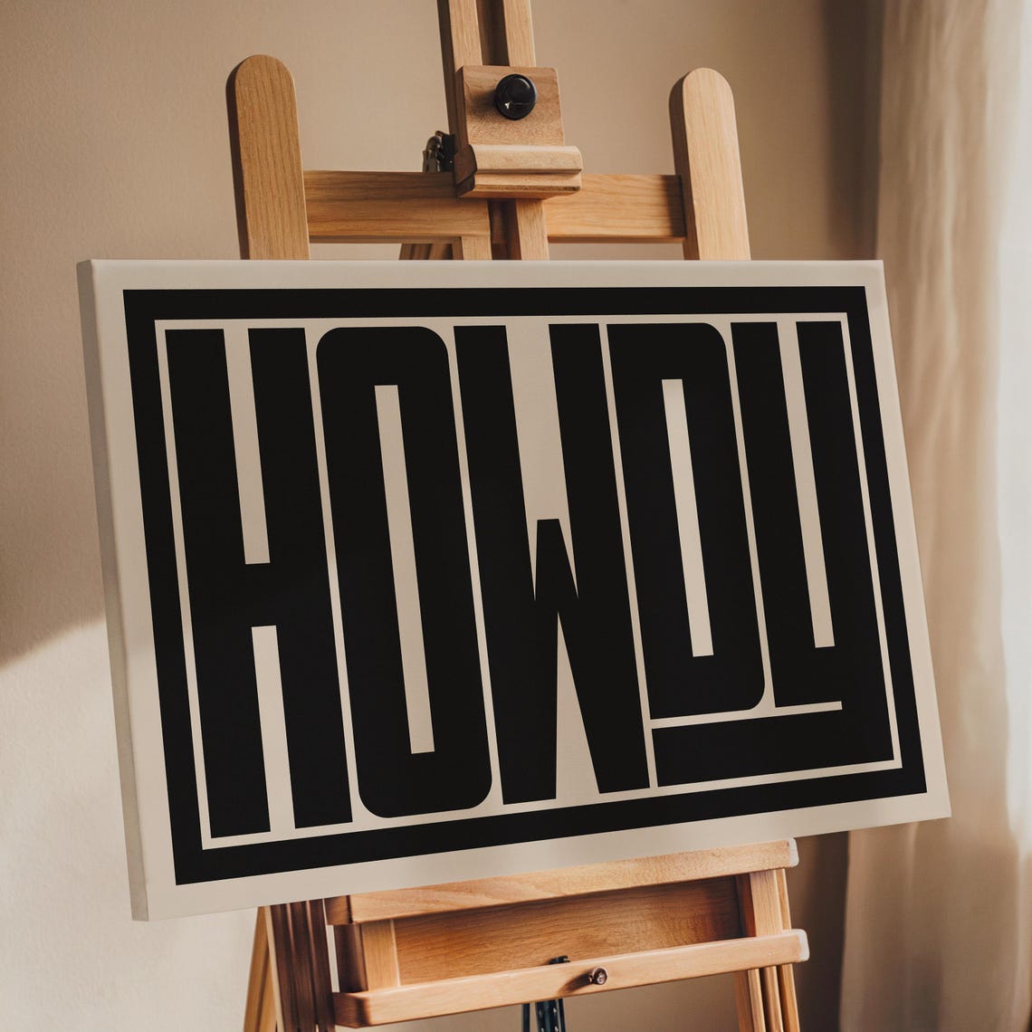 Howdy Bold Black Western Typography Minimalist Design Poster