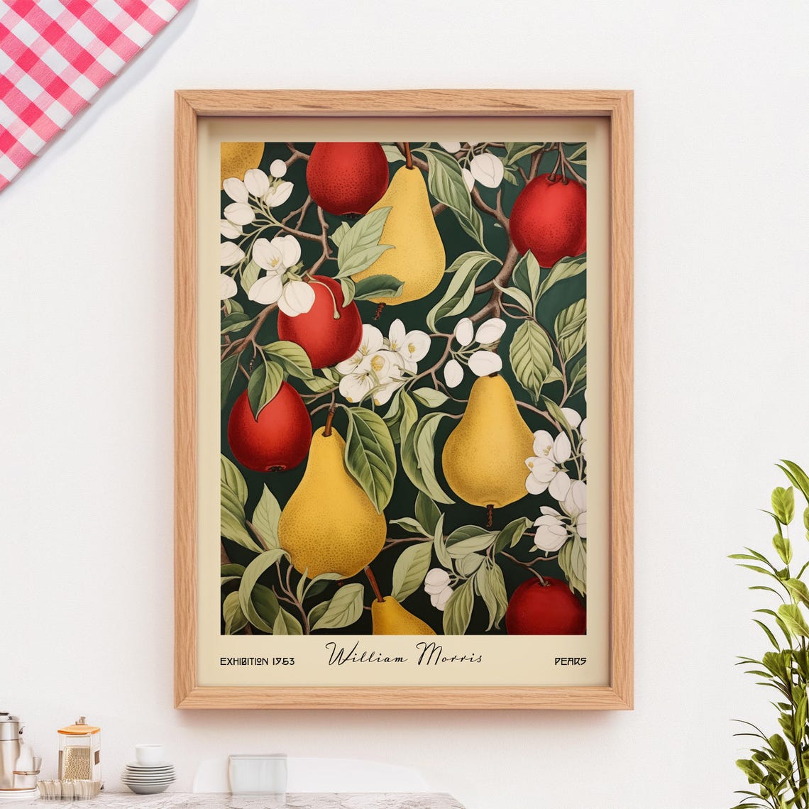 William Morris Style Pears And Apples Botanical Kitchen Fruit Poster - Image 3