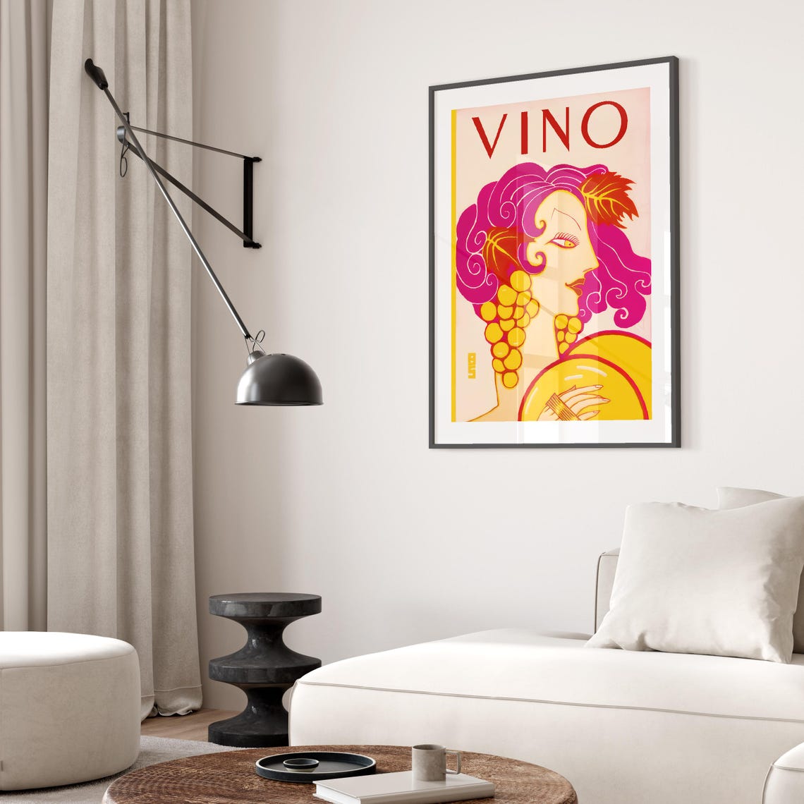 Vino Art Deco Wine Lady With Grapes Vintage Bar Decor Art Poster - Image 2