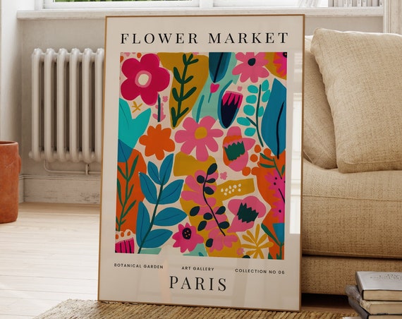 Paris Flower Market Print Abstract Plant Art Gallery Wall Modern Floral Poster Gift For Friend Living Room Bedroom