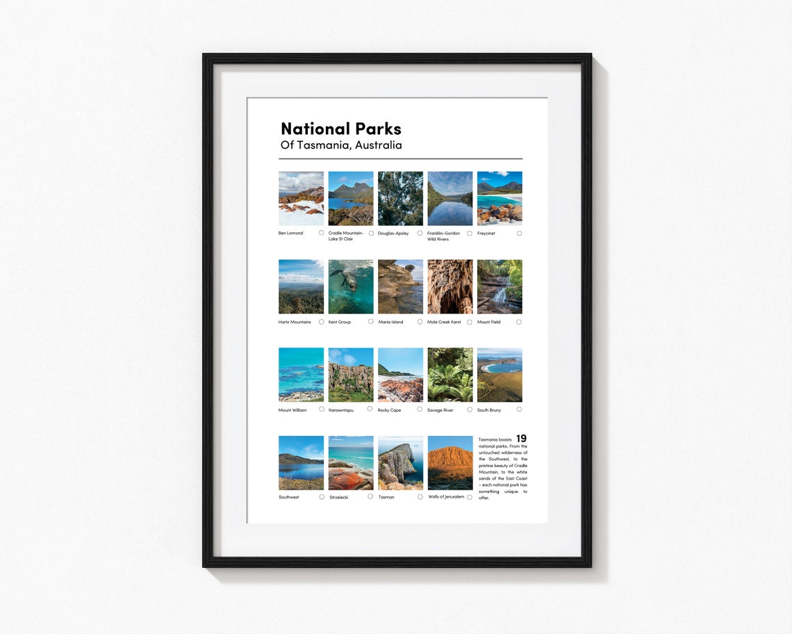 Tasmania Poster Tasmania National Parks Tasmania Travel Print Wall Art Australia Bucketlist Poster Australia Tasmania Art
