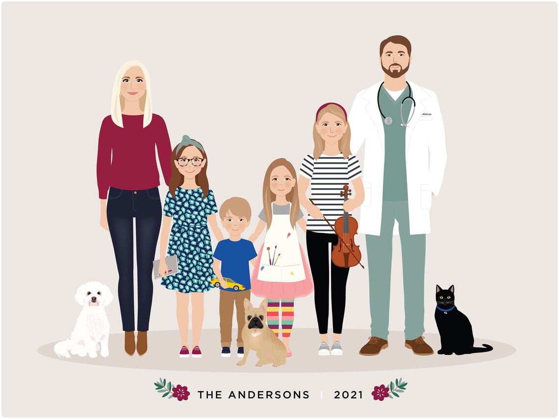 Custom Family Portrait, Personalized Art Print - Image 5