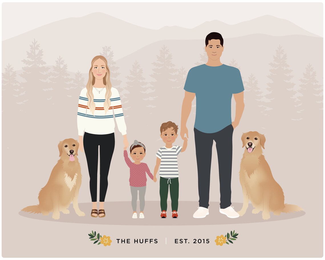 Custom Family Portrait, Fathers Day Mothers Day - Image 5