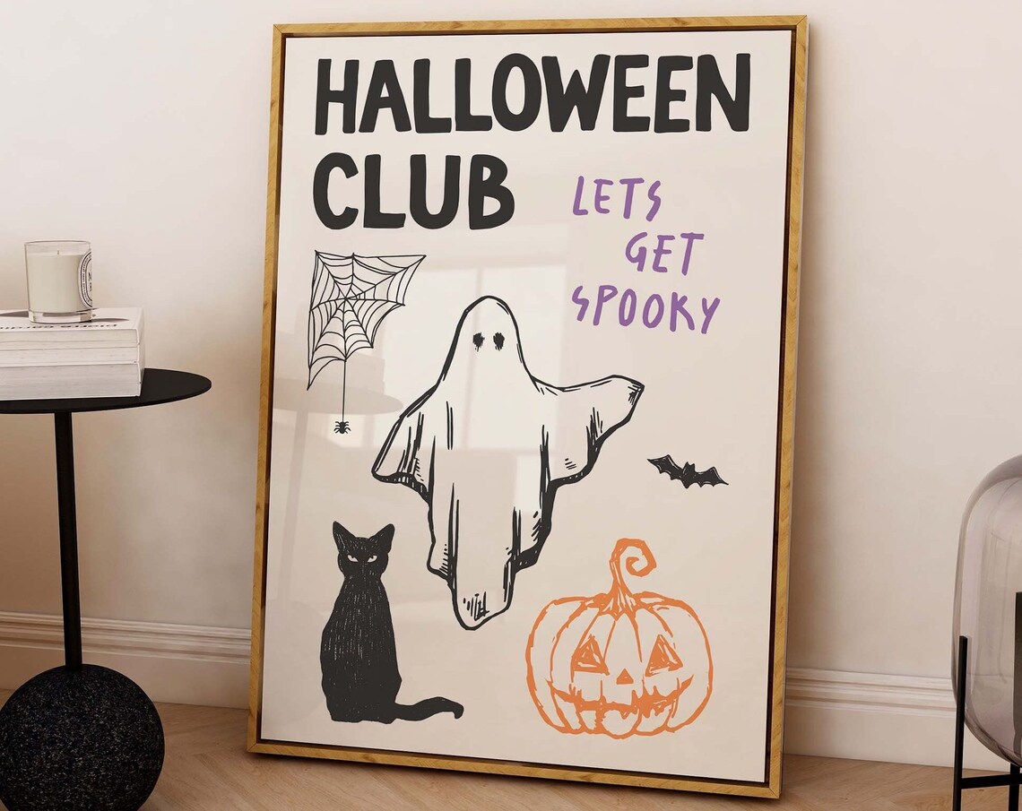 Halloween Club Lets Get Spooky Ghost Art Poster for Fall Decor - Image 3
