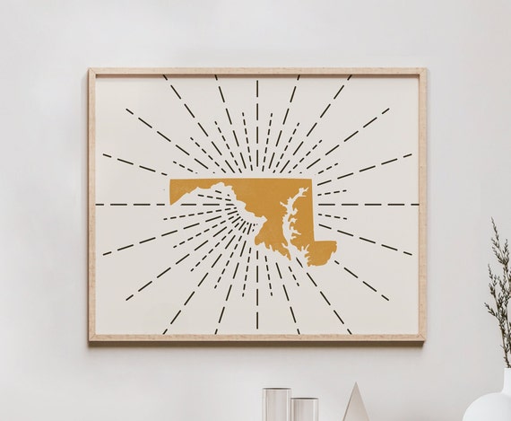 Maryland Boho Wall Art Bohemian Decor Print Abstract Mid Century Modern State Of