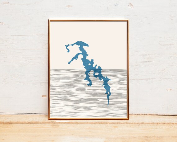 Lake Glenville North Carolina Boho Map Silhouette Travel Poster