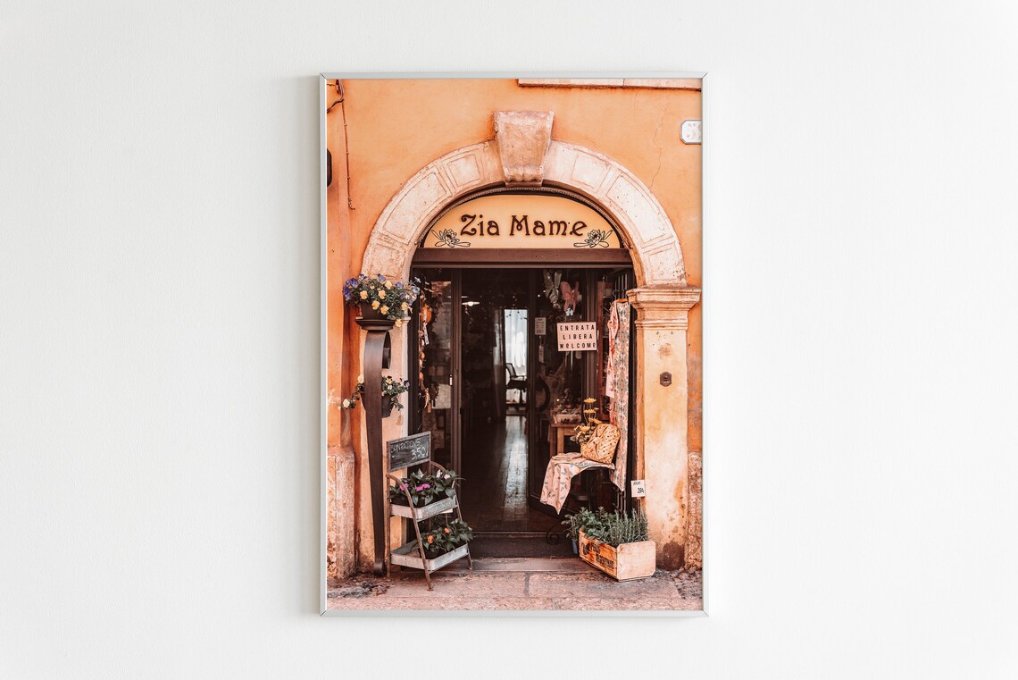 Italian Shop Doorway Zia Mame Flowers Arched Entrance Wall Print - Image 2