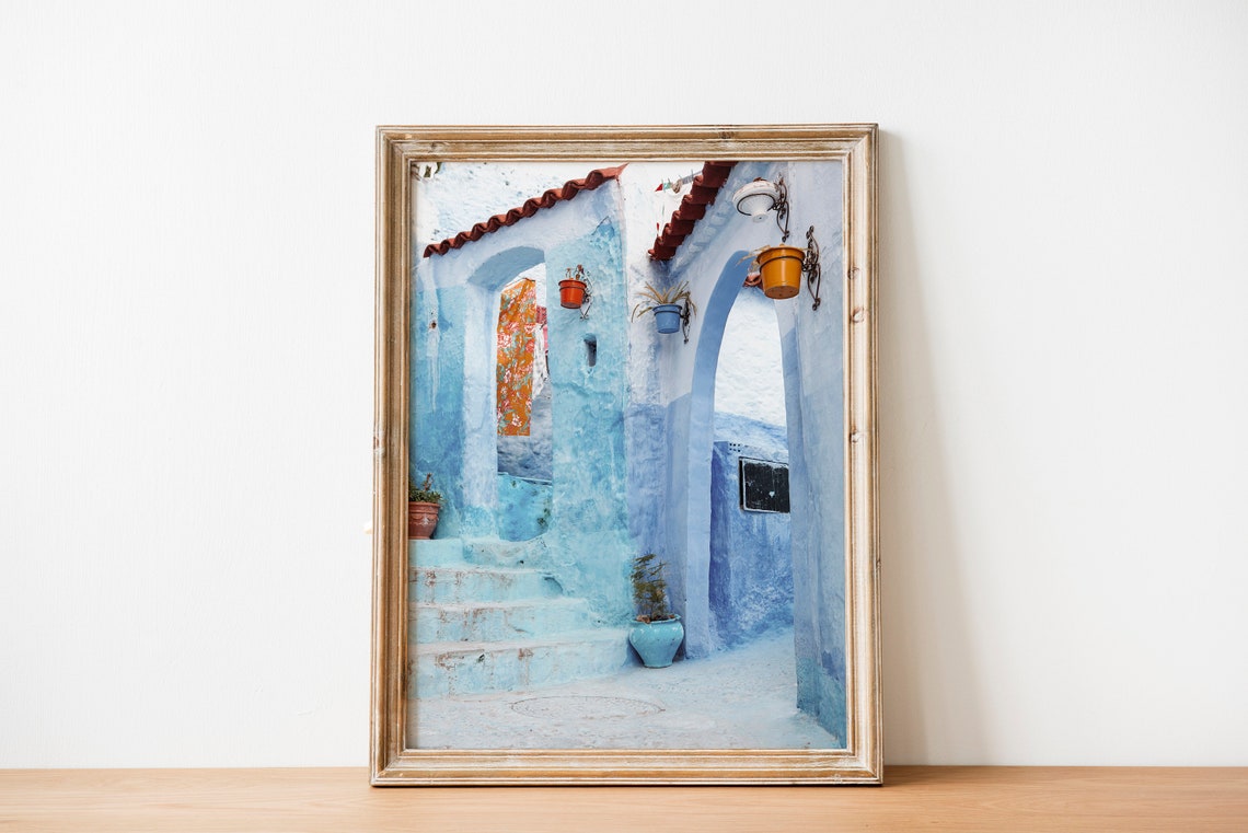 Chefchaouen Morocco Blue City Steps And Arches Travel Wall Art - Image 3