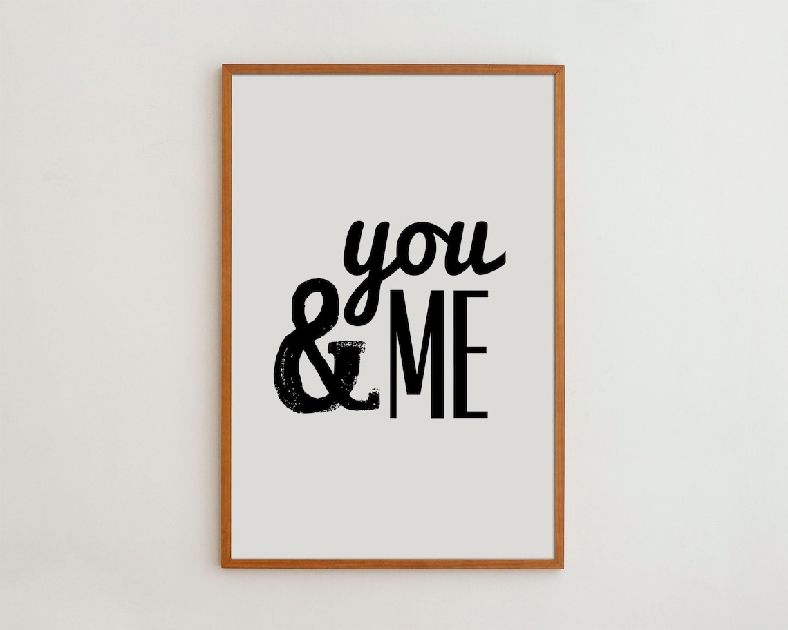 Love Sign Art Print, You And Me Typography