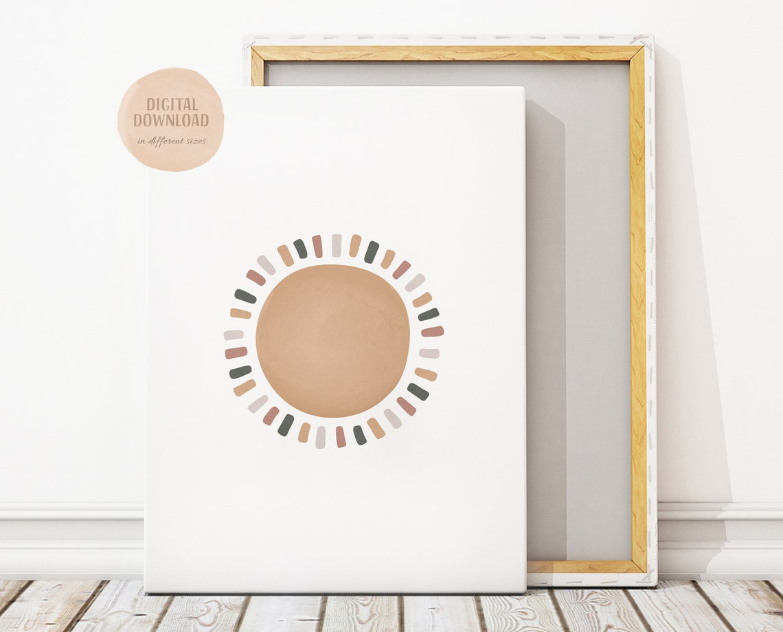 Boho Sun Pastel Watercolor Abstract Nursery Sunshine Decor Poster - Image 2