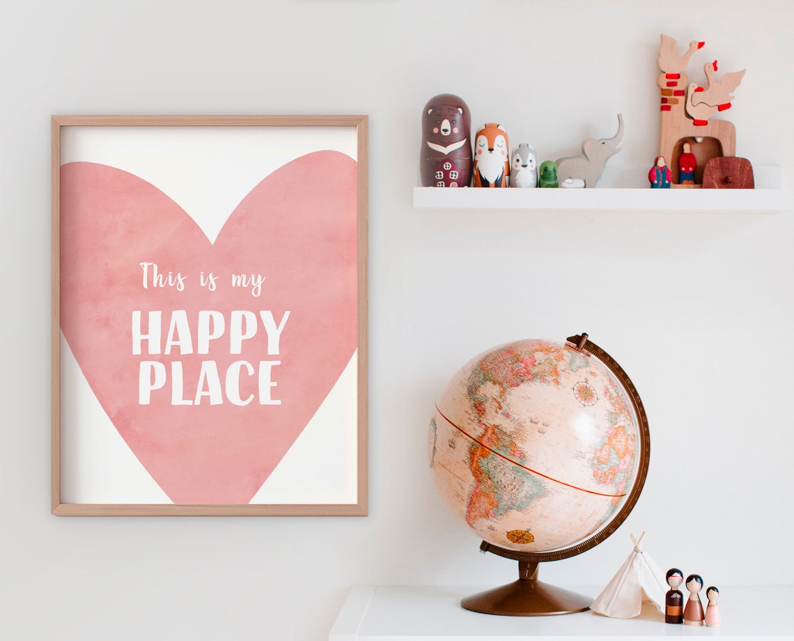 This Is My Happy Place Big Pink Heart Nursery Wall Decor Poster - Image 2
