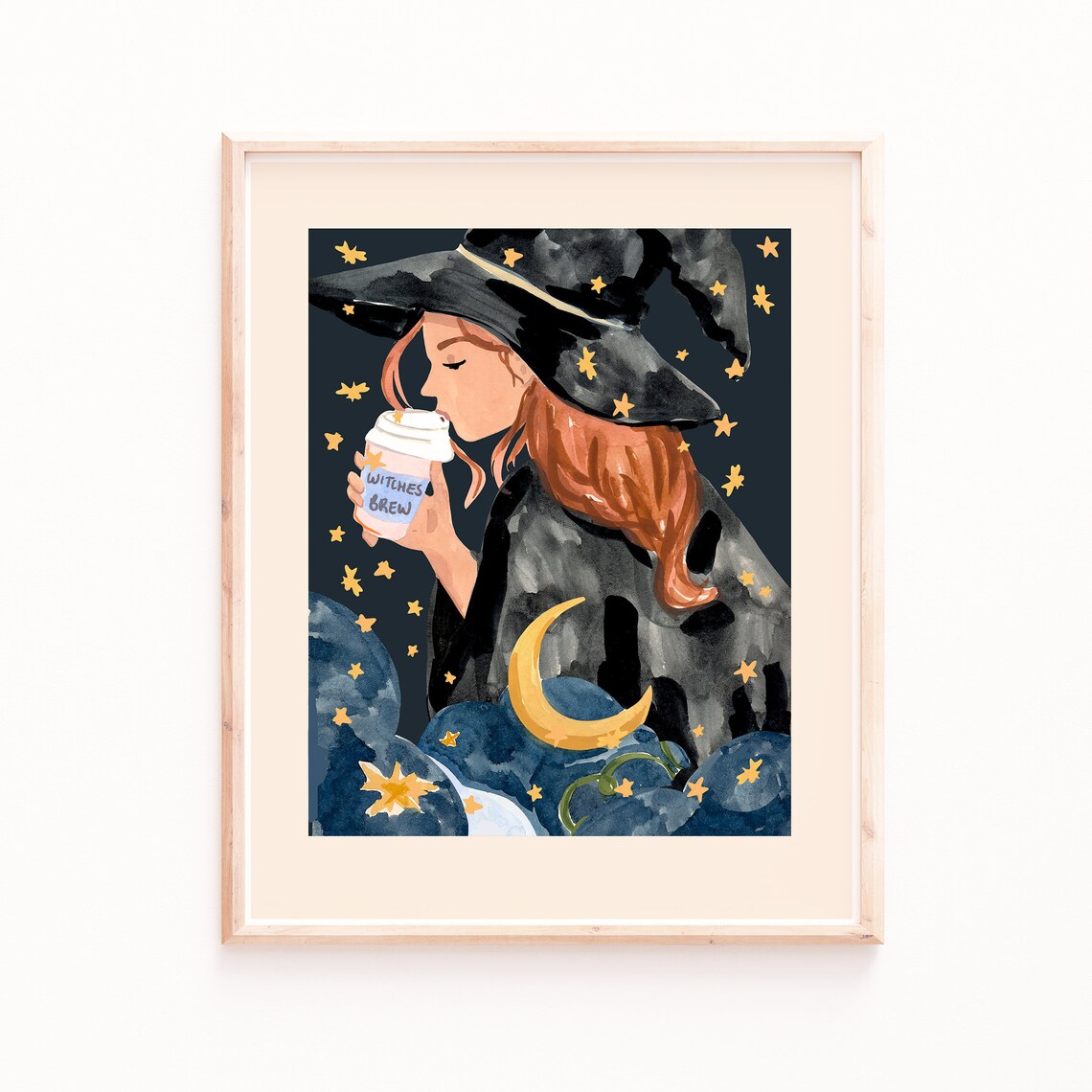 Witchs Brew Coffee Witch Art Print, Witchy