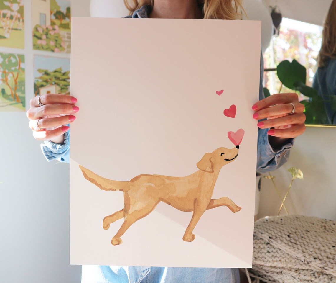 Golden Retriever Valentine Art Print, Love Theme - Image 4